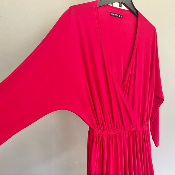 Red V-neck Dress - Picture 2 of 4